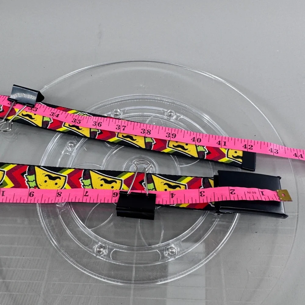 Unisex Taco Mustache Print Web Belt Adjustable Canvas Slider Buckle Multi